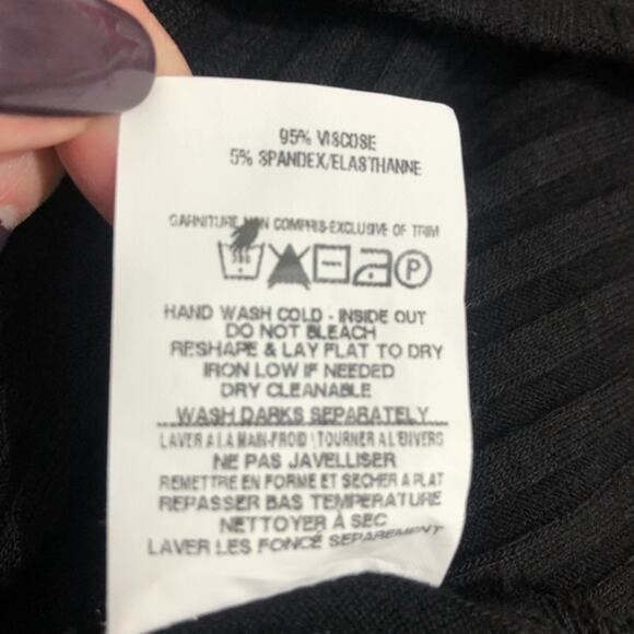 The Range Framed Ribbed Carved One Shoulder Black Turtleneck Top Size L NWT - Picture 9 of 10